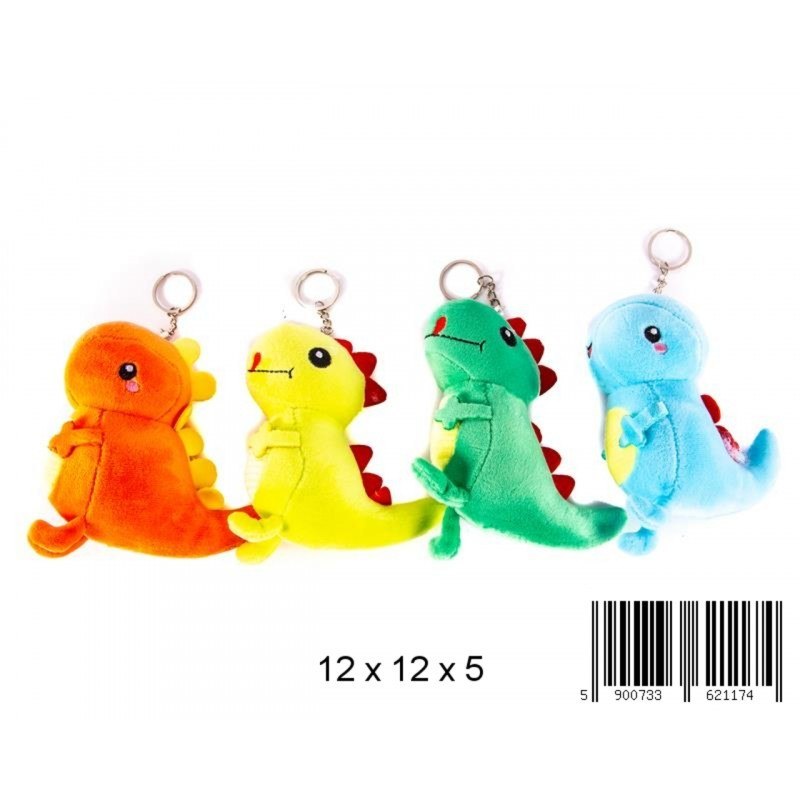 LLAVERO PELUCHE 13 CM DINOSAURIO A 12 UDS. MIDEX 1184H MEDIADOS DE JUGUETES